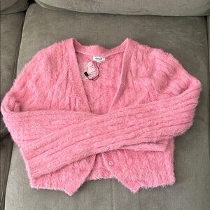 Garage Pink Fuzzy Cardigan